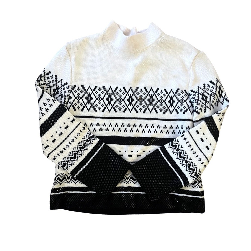 St John Collection Women's Knit Sweater Black White Sequined Skirt Set- Size M - Picture 2 of 9